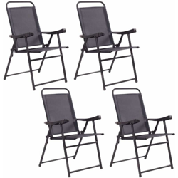 Set di 4 Sedie Pieghevoli, Sedia da Giardino con Braccioli di Plastica, Sdraio con Schienale Regolabile, Grigio, 64x55x92 cm precio