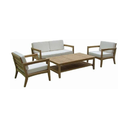 Salottino Bandung 3 Posti In Legno Teak Con Divano, 2 Poltrone Tavolino precio