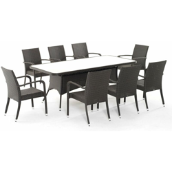 Set Ibiza composto da Tavolo 200 cm e 6 poltrone colore caffe piano in vetro precio