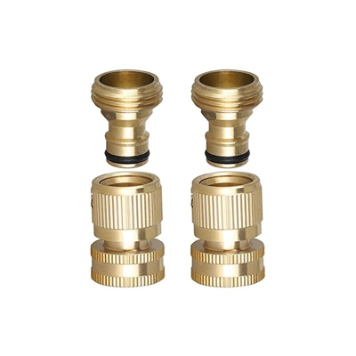 "ALEMIN Tubo da giardino, 3/4 pollici, 2 paia di tubi da giardino, in ottone massiccio, filettatura interna 3/4"", raccordo rapido per giardino,