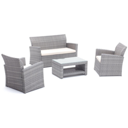 Salottino mod. Floor colore grigio set giardino 4 pezzi polyrattan en oferta