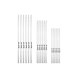 Kebab, set di 18 spiedini per barbecue in acciaio inox, piatti, riutilizzabili, per barbecue, cocktail, shish Kabob, Party Essentials, 9,8 pollici, precio