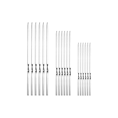 Kebab, set di 18 spiedini per barbecue in acciaio inox, piatti, riutilizzabili, per barbecue, cocktail, shish Kabob, Party Essentials, 9,8 pollici,
