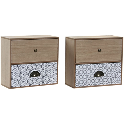 Scatola-Portagioie DKD Home Decor Metallo Mediterraneo Legno MDF (2 pcs) (22 x 9 x 20 cm)