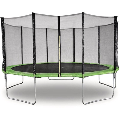 Trampolino Yoopi - Ø 4,60 m - Verde - Con rete + scala + copertura + kit di ancoraggio