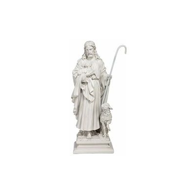Design Toscano Statua del Buon Pastore Giardino: Grande Gesù, Bianco Sporco, 20.5x30.5x71 cm