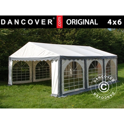 Tendone gazebo per feste Original 4x6m PVC, Grigio/Bianco