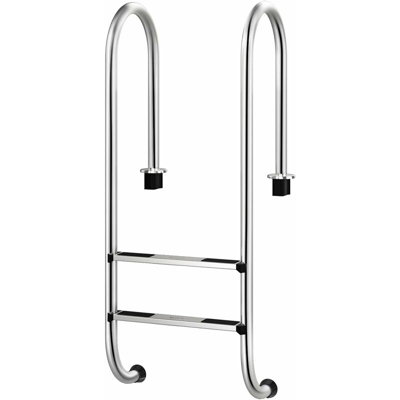 Scaletta per piscina in acciaio inox con protezione antiscivolo, scaletta a forma di U, scaletta con 2 gradini per piscina modello standard, 54,5 x