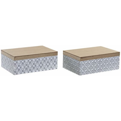 Scatola Decorativa DKD Home Decor Mozaic Legno MDF (2 pcs) (24 x 16 x 9 cm)