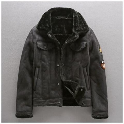 Giacca Da Uomo In Pu, Spesso Caldo Bomber Militare In Pelle Tattica Outwear Da Uomo, Cappotto In Pelliccia Di Pile [ mgh01 Nero / M]