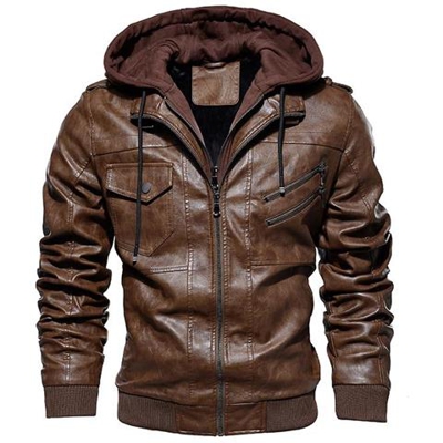 Giacca Da Moto Vintage Da Uomo, Cappotto Spesso In Pelle Bomber In Pile Da Uomo [ ddt14 Caffè / Xl]