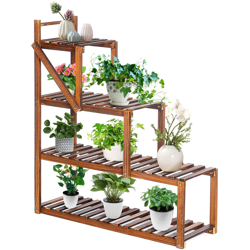 Supporto per piante in legno ad angolo verticale multiplo supporto per bonsai da giardino da interno 33,5 x 11 x 37,4 cm precio
