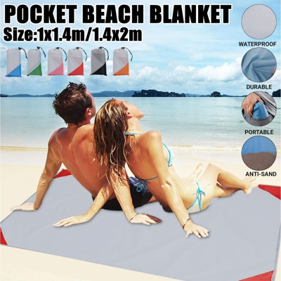 Tappetino in nylon portatile antisabbia per coperta da spiaggia per esterni (nero, 1x1,4 m)
