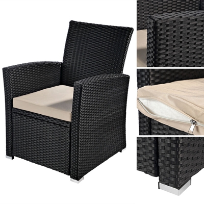 Poly Garden Terraces Sedia da giardino Poltrona Rattan Sedia da giardino Nero