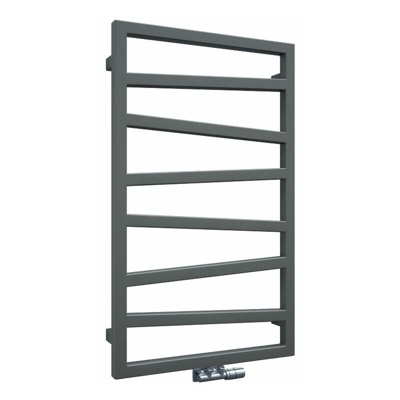 Hudson Reed Torun Scaldasalviette Moderno di Design Verticale - Termoarredo Bagno Contemporaneo con Finitura Argentata - 405W - 835 x 500 x 30mm