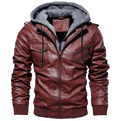 Giacca Da Moto Vintage Da Uomo, Cappotto Spesso In Pelle Bomber In Pile Da Uomo [ ddt14 Rosso Vino / Xl]