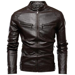 Giacca Da Uomo Autunnale, Abiti Sportivi Da Uomo Con Colletto Alla Coreana In Pelle Pu Slim Retrò Invernale, Cappotto Bomber [ ddt77coffee / Xxxl] en oferta