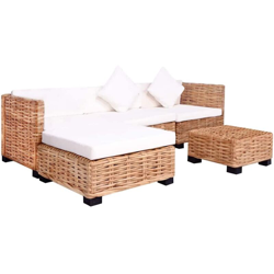 vidaXL Set Divano 14 pz in Rattan Naturale - Marrone en oferta