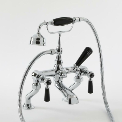 Hudson Reed Elizabeth Rubinetto Miscelatore Tradizionale per Bordo Vasca - Design a Leva Vittoriano in Ottone Solido - Finitura Cromata con Ceramica