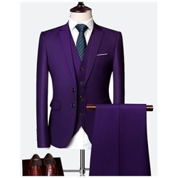 Abito Formale Di Fascia Alta Classico Sottile Da Uomo D' affari [ set 3 Pezzi Viola / Asia 7xl (100-110kg) ] características