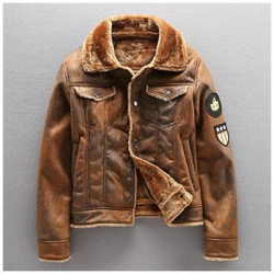 Giacca Da Uomo In Pu, Spesso Caldo Bomber Militare In Pelle Tattica Outwear Da Uomo, Cappotto In Pelliccia Di Pile [ mgh01 Marrone / Xl] precio