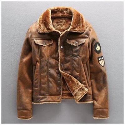 Giacca Da Uomo In Pu, Spesso Caldo Bomber Militare In Pelle Tattica Outwear Da Uomo, Cappotto In Pelliccia Di Pile [ mgh01 Marrone / Xl]