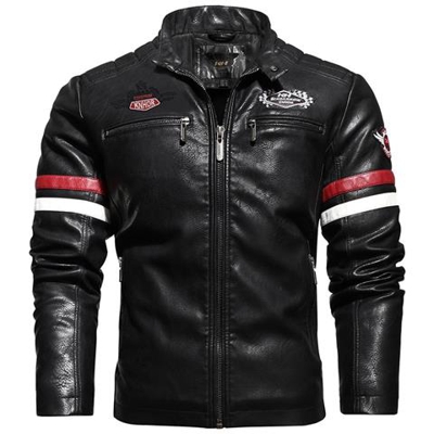 Giacche Retrò Da Uomo In Pu Vestibilità Slim, Capispalla Da Moto Caldo Bomber Militare Cappotto Esterno [ kh178 Nero / L]