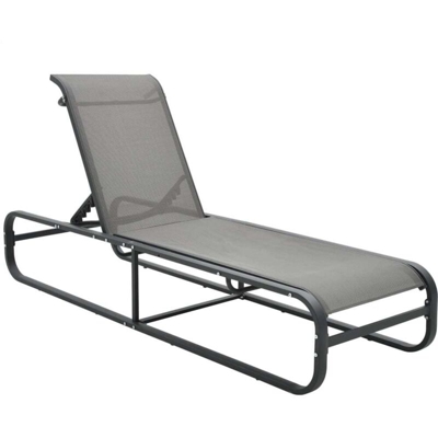 vidaXL Lettino Prendisole in Alluminio e Textilene - Grigio