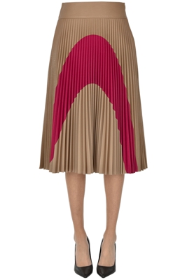 Pleated color block midi skirt