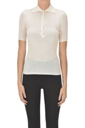 Wool knit polo shirt en oferta