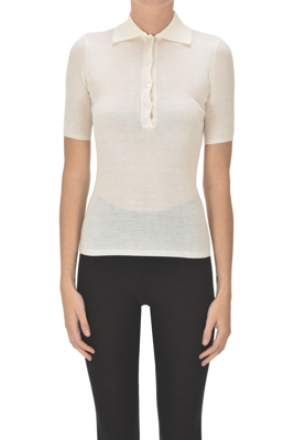 Wool knit polo shirt