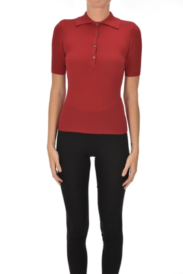 Wool knit polo shirt