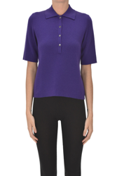 Wool knit polo shirt en oferta