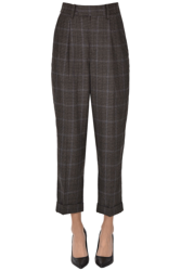 Checked print wool trousers precio