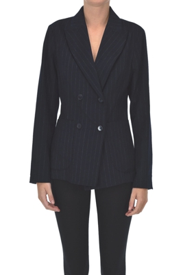 Pinstriped double-breasted blazer