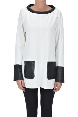 Eco-leather details blouse