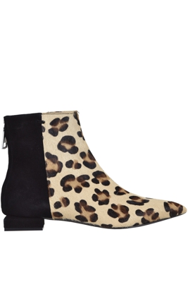 Animal print haircalf ankle boots