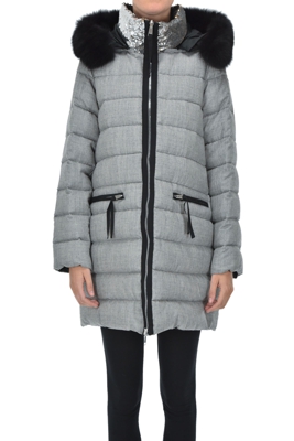 Melange wool fabric down jacket