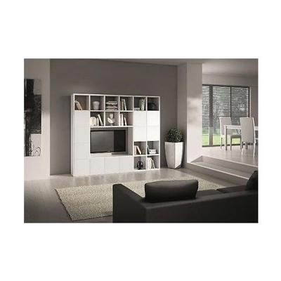 Libreria Parete Moderno Soggiorno Porta Tv Legno Bianco Frassinato Componibile