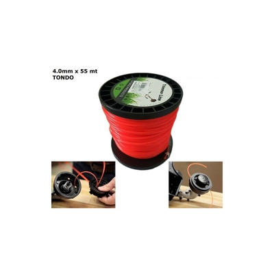 Filo Per Decespugliatore Tondo 4.0mm Filo Per Decespugliatore Tondo 4.0mm Bobina 55mt Tagliaerba Cavo Matassa Rosso