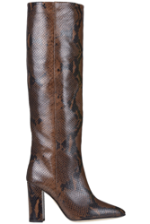 Reptile print leather boots en oferta