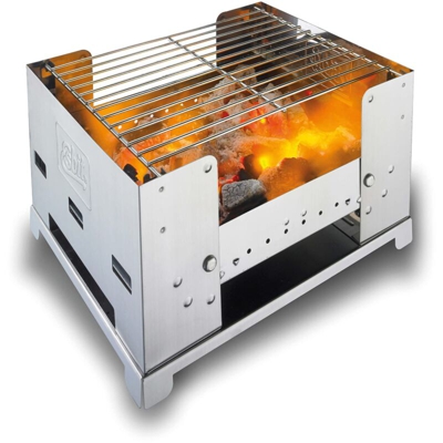 Esbit Griglia a Carbonella BBQ300S | Acciaio Inox | 3 Niveles | Cucina da Trekking | Accamparsi | Grigliate all'aperto