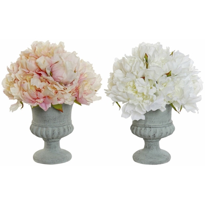 Pianta Decorativa DKD Home Decor Bianco Rosa Metallo Carta Plastica Stoffa (25 x 25 x 30 cm) (2 pcs)