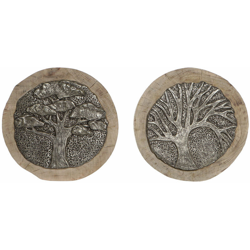 Decorazione da Parete DKD Home Decor Resina Legno di mango Albero Finitura invecchiata (2 pcs) (37 x 8 x 37 cm) en oferta