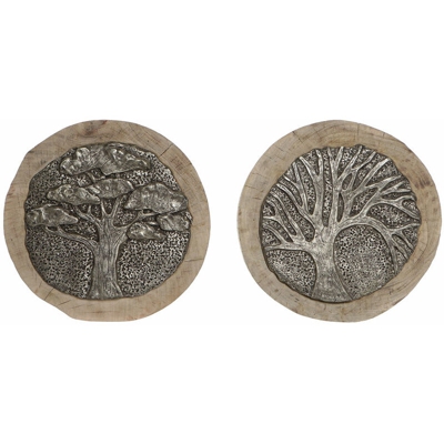Decorazione da Parete DKD Home Decor Resina Legno di mango Albero Finitura invecchiata (2 pcs) (37 x 8 x 37 cm)