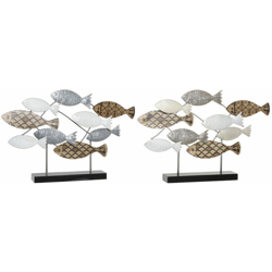 Statua Decorativa DKD Home Decor Metallo (2 pcs) (65.4 x 9.5 x 43 cm) en oferta
