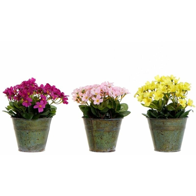 Pianta Decorativa DKD Home Decor Giallo Rosa Metallo Polietilene Fucsia (3 pcs)