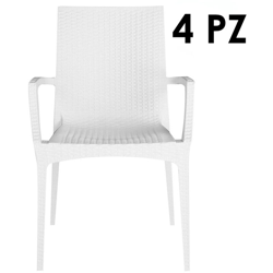 4pz GrandSoleil Sedia braccioli Rattan Poltrona giardino impilabile bianca en oferta