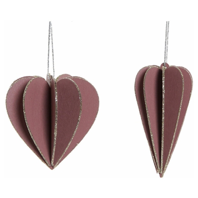 Decorazione pensile DKD Home Decor Natale Rosa Legno MDF (4 pcs) (5.5 x 5.5 x 11 cm)