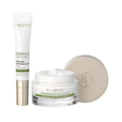 MORINGADEFENCE - Crema viso, detox illuminante antirughe con olio di Moringa e Oxygeskin (50 ml) - pelli normali o secche - eta 40+ + Contorno occhi